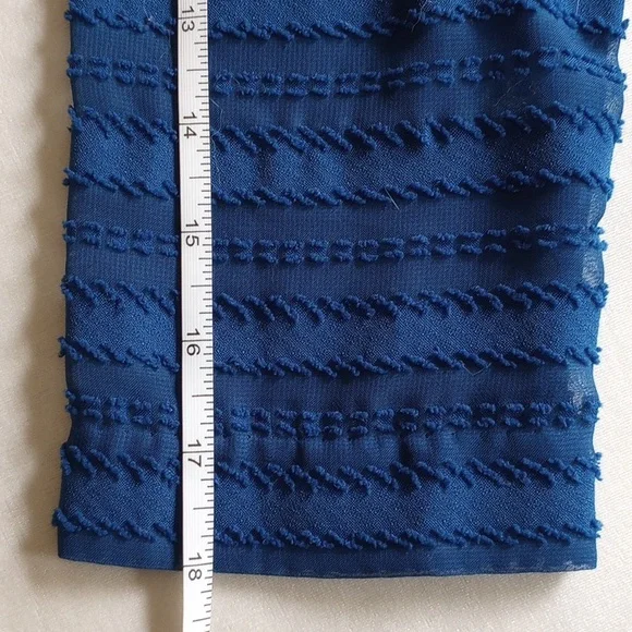 Ann Taylor Textured Semi-Sheer Mini Dress XS Blue Striped Lined  50off3 - Picture 6 of 7